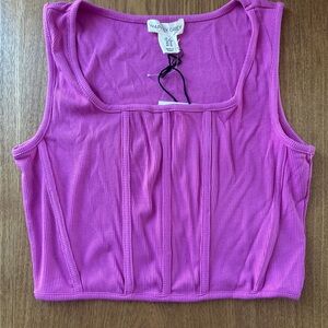 Women's Pink Ribbed cropped botice Tank Top sleeveless NWT size M